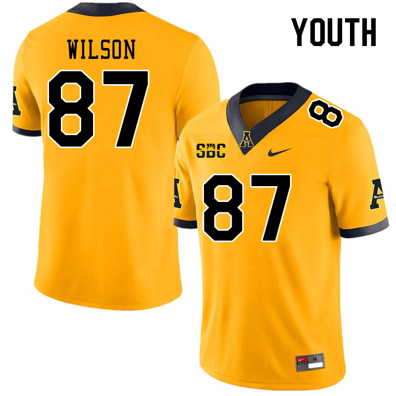 Youth #87 Eli Wilson Appalachian State Mountaineers College Football Jerseys Stitched Sale-Gold